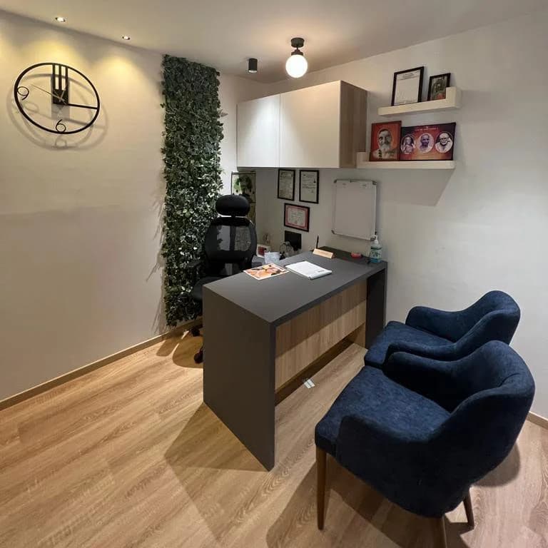Seating and consultation desk inside Apricity in Bandra